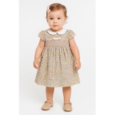 Imagem de Vestido Infantil Floral Festa Luxo Bebê Menina Papilloo, Amarelo, 3 an