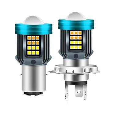 Imagem de Lâmpadas De Farol LED Para Motocicleta H4 H6 BA20D P15D, Branco E Amar