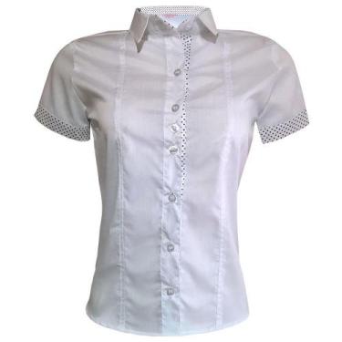 Imagem de Blusa Social Feminina Manga Curta Branca - Lojas Vicenttino, GG