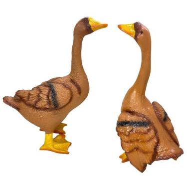 Imagem de 2 Peças Estátuas De Ganso P/ Jardim Ornamento Enfeite Casal de Gansos 