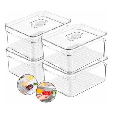 Imagem de Kit 4 Organizador Clear Fresh Geladeira Empilhável 2,2L - Ou