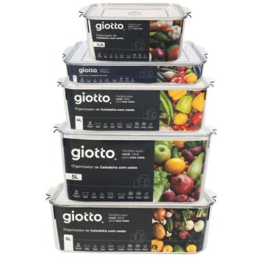 Imagem de Kit 5 Potes Hermetico Vedação 5L 5L 4L 2,8L 2,2L Organizador de Gelade