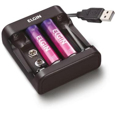Imagem de Carregador de Bateria USB P/2BATER.9V/PILHAS 1500MAH Blister - ELGIN