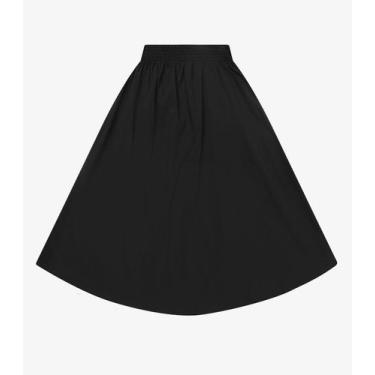 Imagem de Saia Midi Evasê Feminina Em Popeline Rovitex Preto, M, Preto