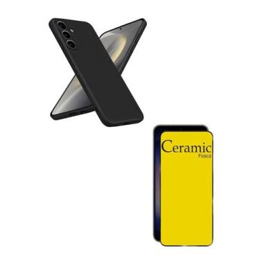 Imagem de Capa Aveludada Preto + Película Cerâmica Fosca para Samsung Galaxy S25