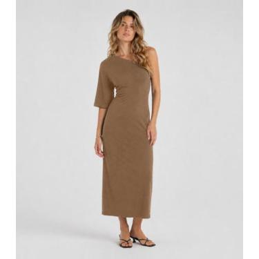 Imagem de Vestido Longo Feminino Molicotton Viscose Dianna Marrom, GG, Marrom
