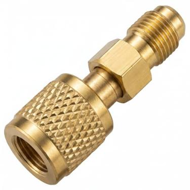 Imagem de Adaptador de latão de refrigeração R32 R454A/B/C, junta roscada reversa adequada para mini sistema de separação R32/R454B, bomba de vácuo e conectores de mangueira de instrumento, ar condicionado
