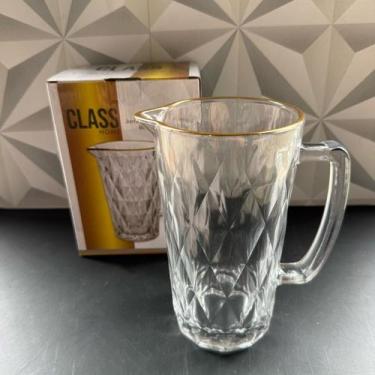 Imagem de Jarra de vidro diamond transparente com fio de ouro dourado para suco 