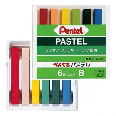 Imagem de Giz pastel seco GA-6BD - 6 cores - Pentel