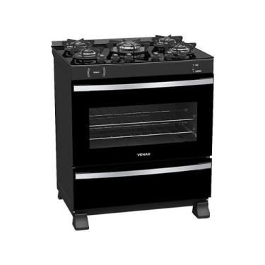Imagem de Fogao a Gas 5 Bocas Venax Maxi Vitreo Preto, Preto, Bivolt