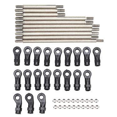 Imagem de Conjunto de haste de ligação de haste de tração rc, substituição de aço inoxidável de alto desempenho rc 1/10 carro conjunto de haste de ligação de haste de tração de carro peças de reparo