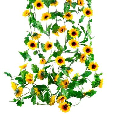 Imagem de 2Un Arcos Girassol Flor Artificial 2,5M Para Decoração Festa