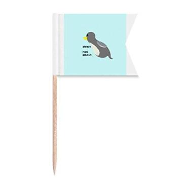 Imagem de Pinguim, pinguim, arte déco, presente, moderno, palito, bandeiras, marcação, para festa, bolo, comida, placa de queijo