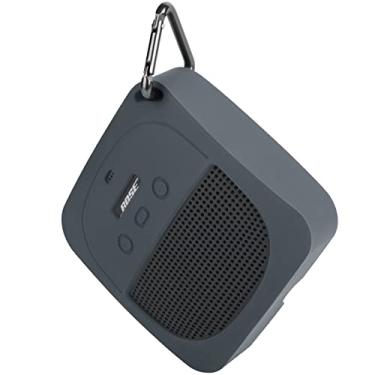 Imagem de TXEsign Capa de silicone compatível com alto-falante Bose SoundLink Micro Bluetooth, capa protetora macia para viagem com gancho de metal para Bose SoundLink Micro Case (cinza)