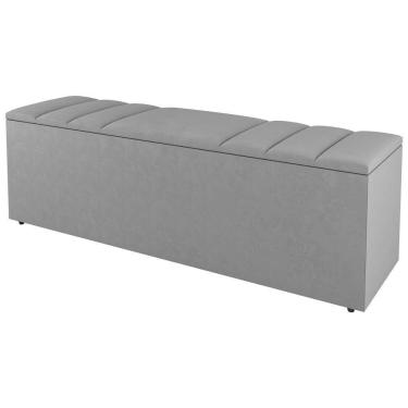 Imagem de Calçadeira Baú Queen Size Grace 160Cm Suede Cinza Claro