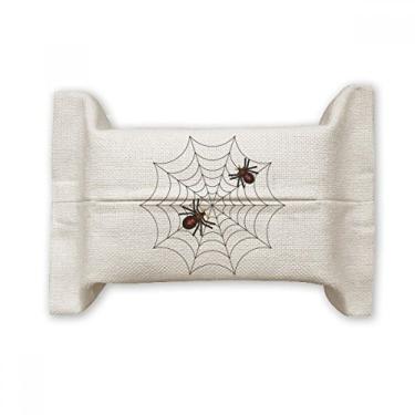 Imagem de Bolsa de linho de algodão com ilustração de teia de aranha preta de inseto