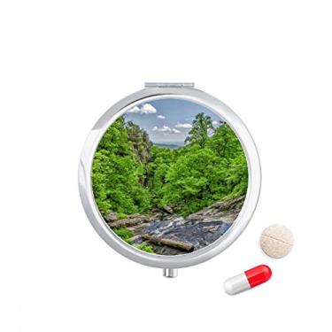 Imagem de Porta-comprimido de bolso verde florestal ciência cenário natureza caixa de armazenamento de remédios