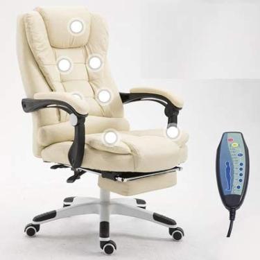 Imagem de Cadeira De Massagem Para Escritório, Cadeira Executiva Com Encosto Alto, Poltrona Para Casa Com Apoio Para Os Pés, Cadeira Reclinável Para Massagem Vibratória,Branco,Hilarious123