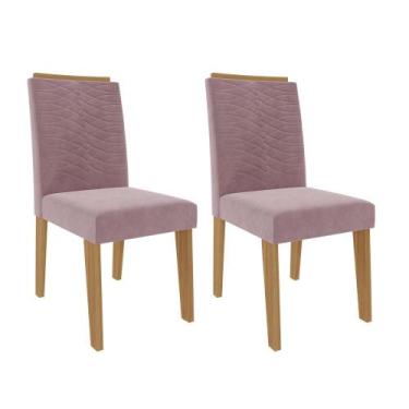 Imagem de Conjunto 2 Cadeiras Para Sala De Jantar Mdf Clarice Cimol Marrom Rosa