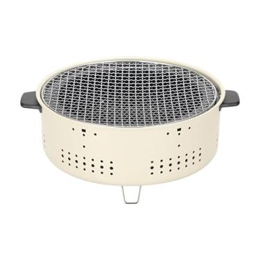 Imagem de MERIGLARE Fogão de acampamento a lenha, fogão de mesa, fogueira redonda, churrasqueira, portátil, grelha a carvão para churrasco, ambiente externo