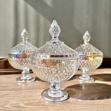 Imagem de Trio de Potiches Transparente de Cristal Furtacor Baleiro Bomboniere Prta Cápsula