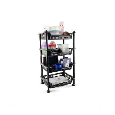 Imagem de Prateleira Estante Fruteira Plástico Modular Multiuso 4 Andares Nitron Cozinha Lavanderia Cor:preto