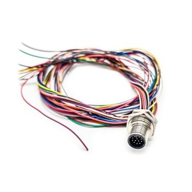 Imagem de Plugue macho M12 de 12 pinos, montagem em painel, código A, aviação, wireless, AWG26, extensão de pré-montagem, cabo de conexão com sensor de energia, à prova d'água, conectores redondos circulares