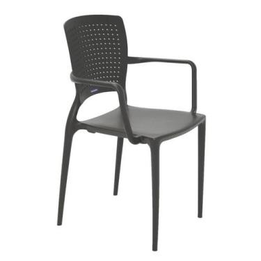 Imagem de Cadeira Plastica Monobloco Com Bracos Safira Marron - Tramontina