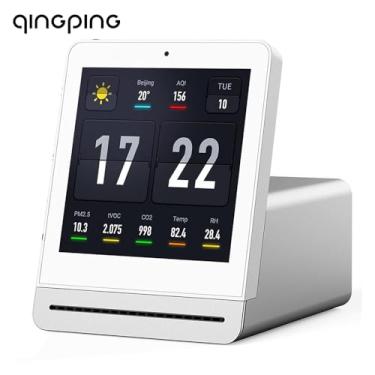 Imagem de Daconovo Monitor de qualidade do ar Matter Smart Home Gadgets Monitor de temperatura e umidade Detector de Co2 PM2.5 tVOC Dispositivo de medição de formaldeído com Wifi APP 328PPI IPS Touch Screen
