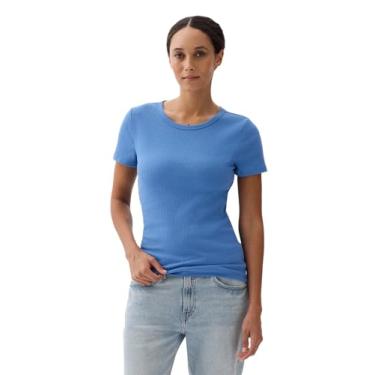 Imagem de GAP Camiseta feminina de manga curta canelada, Cabana azul, XXG