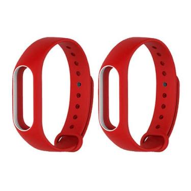 Imagem de Kit 2 Pulseiras extras para MI Band 2 (Vermelha_branco+Vermelha_branco)