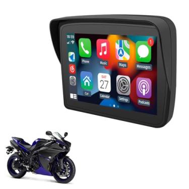 Imagem de XRC TECH Tela sensível ao toque IPS HD de 5 polegadas, navegador GPS portátil, CarPlay sem fio/Android Auto, leitor de MP5 de mídia, Bluetooth duplo IP67 à prova d'água para todas as motocicletas,