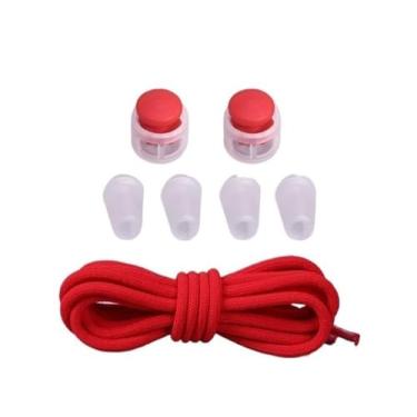 Imagem de Elastic Shoelaces With Lazy Lace Buckle Round Lock No Tie Shoelaces For Kids Rubber Lazy Shoelaces For Sneakers(Color:Big red)