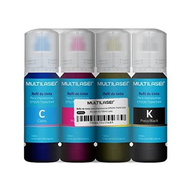 Imagem de Kit Refil de Tinta p/Impressoras Epson c/ 4 Cores T504/544 100ml Multi - RF032