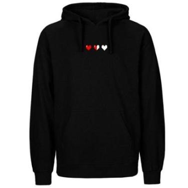 Imagem de Blusa De Moletom Frio Fechado Canguru Com Capuz Estampada Inverno Preta-Masculino