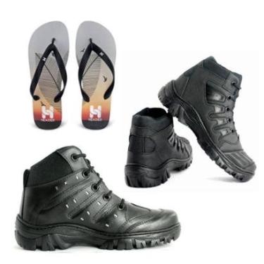 Imagem de Kit 2 Botas de Motoqueiro Coturno Adventure Tenis com Chinelo Leve e Confortável-Masculino