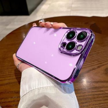 Imagem de Capa de telefone transparente para iphone 15 14 11 12 13 14 pro max mini xs x plus chapeamento capa protetora de silicone, cor roxa, para iphone 15