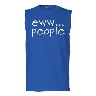 Imagem de Camiseta masculina Eww... People Muscle Funny Anti-Social Humor Humans Suck Introvert Anti Social Club Sarcastic Geek, Azul, G