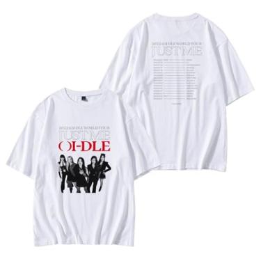Imagem de G-idle Album Just Me Camiseta Merchandise for Fans Star Style Camiseta Algodão Gola Redonda Manga Curta, Branco, P