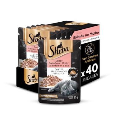 Imagem de Pack Ração Úmida Sheba Sachê para Gatos Adultos Sabor Salmão ao Molho 85g - 40 unidades
