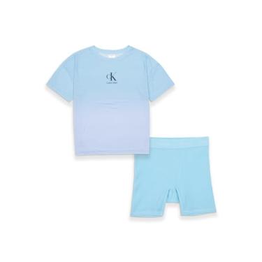 Imagem de Calvin Klein Conjunto para meninos, 2 peças, camisa de manga curta/short térmico, 2 peças, camisa de manga curta/curta térmica, Ck Blue Gradient/brisa tropical, G