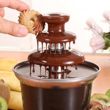 Imagem de Máquina Fundue Chocolate Elétrica Profissional Portátil Fonte Cascata 110v Festa Aniversário Evento Fonte Chocolate Três Andares Fruta Uva Confeitarias Hotéis