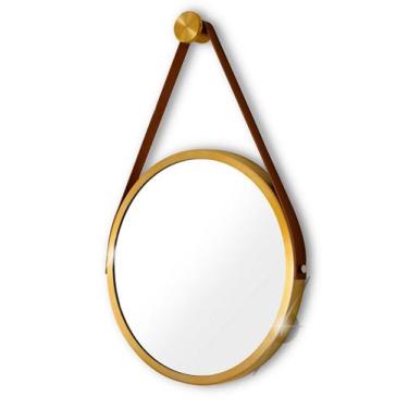 Imagem de Espelho Redondo Decorativo Suspenso Com Alça 40cm + Suporte - Mev Mirr