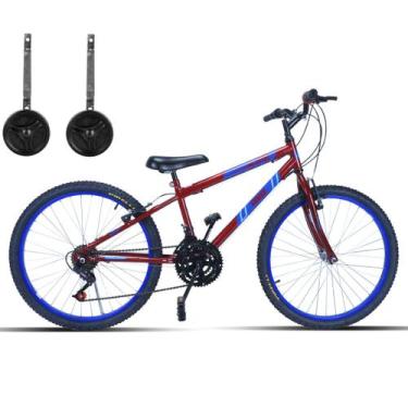Imagem de Bicicleta Infantil Aro 24 Com Rodinhas 18 Marchas - FORSS, Vermelho