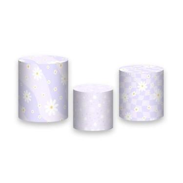 Imagem de Trio de Capas de Cilindro - Margaridas Brancas no Fundo Lilás 054 - Vi