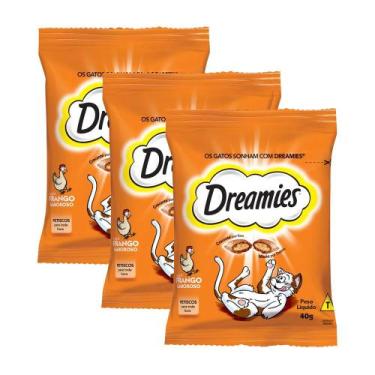 Imagem de Kit 3 Petiscos para Gatos Dreamies Adultos Sabor Frango Saboroso com 4