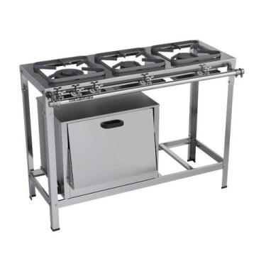 Imagem de Fogão Industrial 3 Bocas 30x30 Forno Inox Top Metalmaq