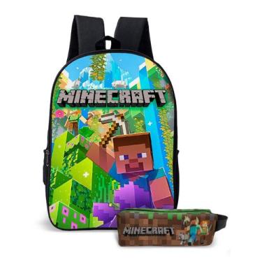 Imagem de Kit Mochila com Estojo Escolar Infantil Game Minecrafit  Menino e Meni