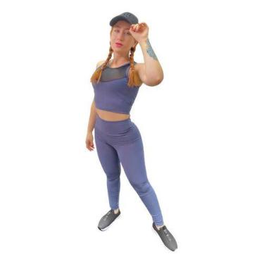 Imagem de Kit Top Com Bojo E Legging Cintura Alta Academia K03 - Fanáticos Por C