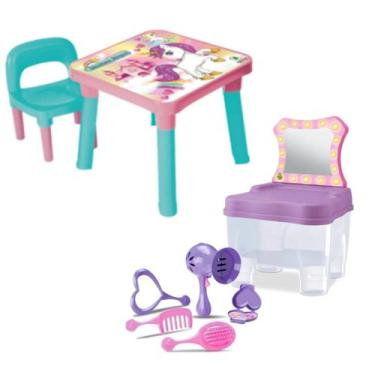 Imagem de Mesa Com Cadeira Infantil Unicórnio +Cadeira Camarim Fashion - Monte L